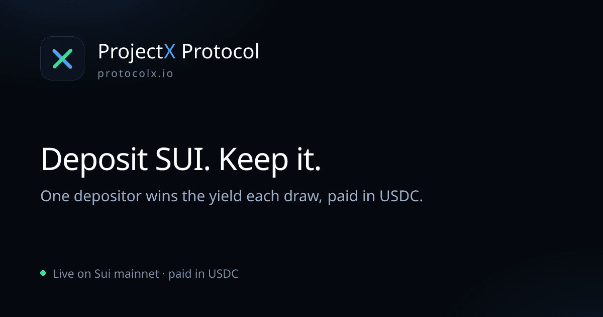 Prize Vault — deposit SUI, one depositor wins the yield in USDC